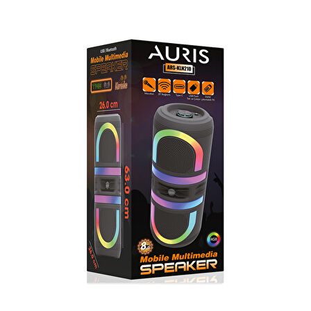 Auris KLN210 25W 2*8 inç Mikrofonlu RGB Bluetooth Hoparlör