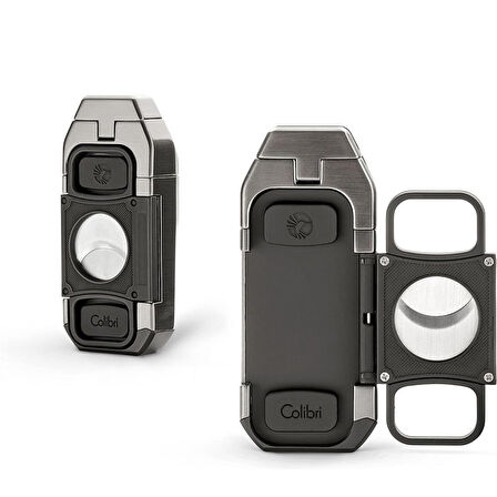 Colibri Boss Üçlü Jet Çakmak Puro Çakmağı Kesicili Siyah