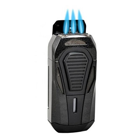 Colibri Boss Üçlü Jet Çakmak Puro Çakmağı Kesicili Siyah