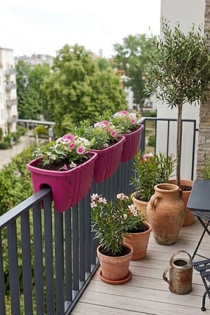 Dekoratif Balkon Korkuluk Saksısı 3'lü Takım