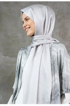 Abiye Şifon Parlak Saten Dokulu Tesettür Abiye Şifon Şal