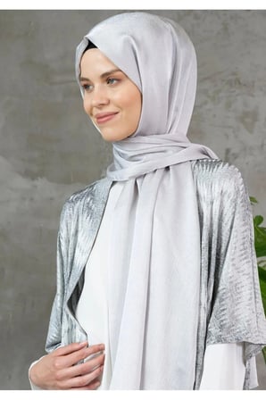 Abiye Şifon Parlak Saten Dokulu Tesettür Abiye Şifon Şal