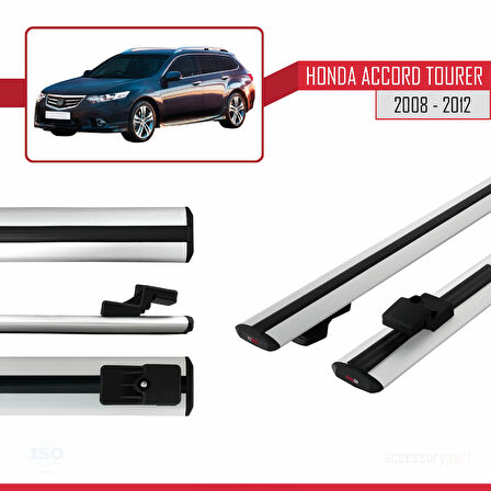 Honda Accord Tourer 2008-2012 Arası ile Uyumlu BASIC Model Ara Atkı Tavan Barı Gri 2 Adet