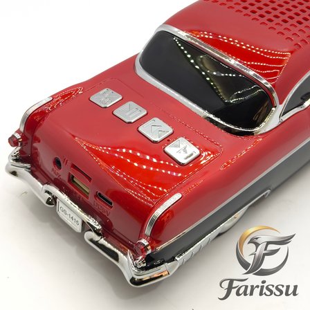 Klasik Araba Tasarımlı Nostaljik Bluetooth Hoparlör - FM Radyo, USB, AUX, TF Kart Destekli Kablosuz Ses Bombası