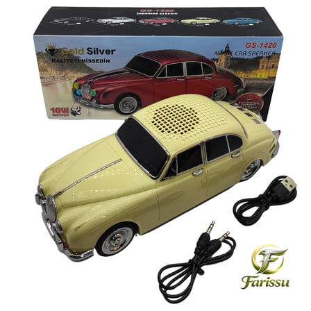 GS-1420 Klasik Nostaljik Araba Figürlü Bluetooth Hoparlör - 10W Güçlü Ses Sitemi