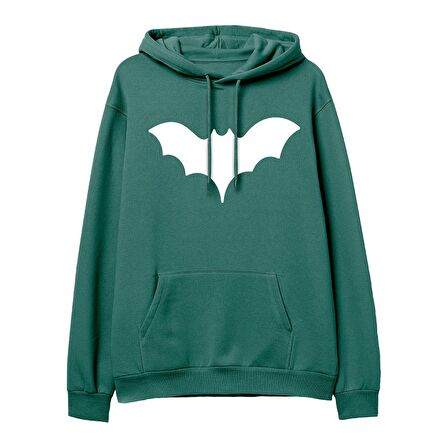 Bat   Baskılı Yeşil Hoodie