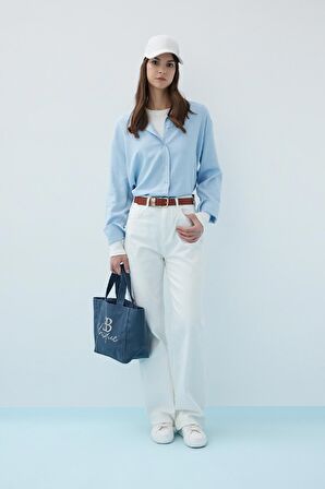 DeFacto Relax Fit Keten Uzun Kollu Tesettür Gömlek Tunik C3122AX24SMBE415