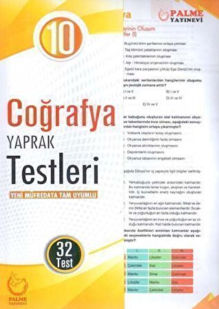 Palme Yayınları 10. Sınıf Coğrafya Yaprak Testleri