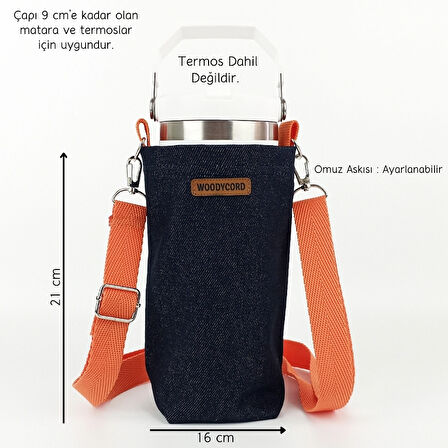  Woodycord 1 Litrelik Matara Kılıfı Su Şişesi Taşıma Çantası Matara ve Termos Kılıfı 