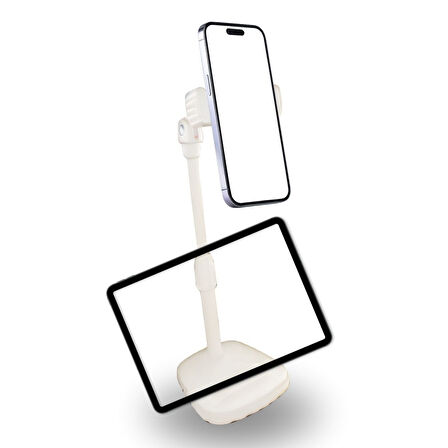 caselka® Masa Üstü Tablet ve Telefon Tutucu Plastik Aparat Beyaz Telefon Standı