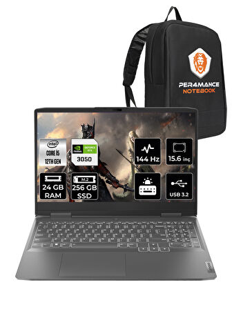 Lenovo LOQ  i5-12450H 24GB 256GB SSD RTX3050/6GB 15.6" FHD 144Hz FDOS 82XV00WYTX & PER4 ÇANTA