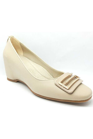 312216 Bej Dolgu Taban Kadın Ayakkabı