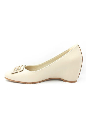 312216 Bej Dolgu Taban Kadın Ayakkabı