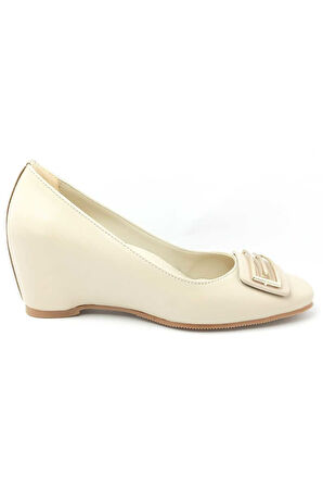 312216 Bej Dolgu Taban Kadın Ayakkabı