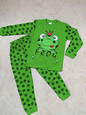 KURBAĞA PRENS %100 PAMUKLU PENYE ÇOCUK PİJAMA TAKIMI