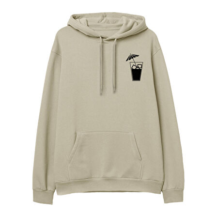 Cocktail  Baskılı Krem Hoodie