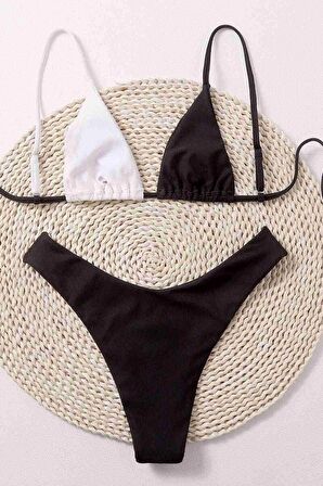 Angelsin Siyah Beyaz Bikini Üst Çok Renkli