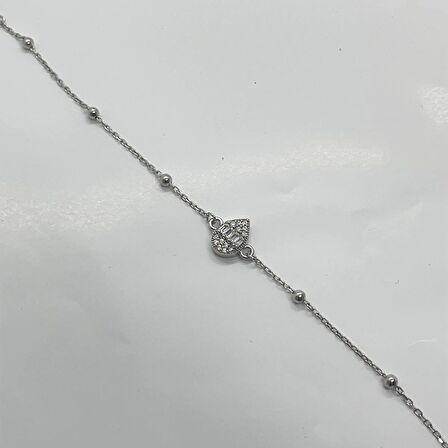 925 Ayar Gümüş Zirkon Taşı Süslemeli Top Zincirli Kadın Bileklik