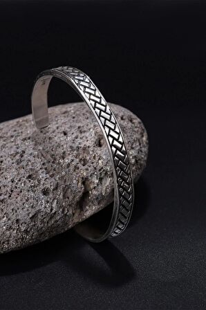Gümüş 925 Ayar Şık Kelepçe Bileklik - Silver