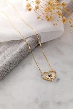 925 Ayar Gümüş Zirkon Taşlı Kalp Motifli Bebek Kolye