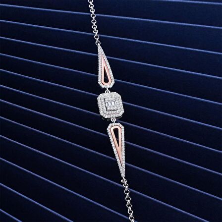925 Ayar Gümüş Zirkon Taşlı Baget Bileklik Silver
