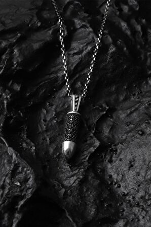 925 Ayar Gümüş Zirkon Taşlı Mermi Kolye