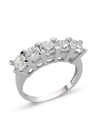 925 Ayar Gümüş Beş Taşlı Zarif Kadın Yüzüğü