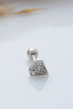 925 Ayar Tek Taş Modeli Minimal Tragus Piercing