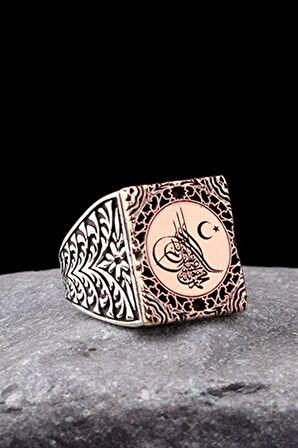 925 Ayar Gümüş Tuğra Ayyıldız Model Erkek Yüzük Silver