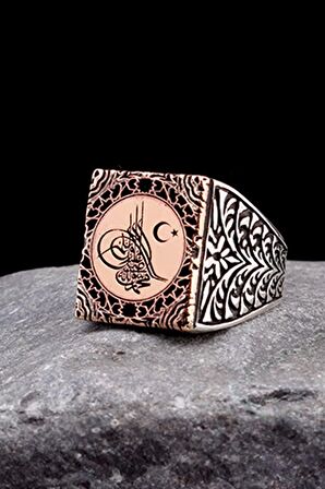925 Ayar Gümüş Tuğra Ayyıldız Model Erkek Yüzük Silver