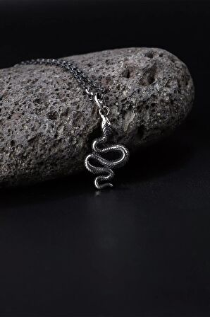 925 Ayar Yılan Figürlü Gümüş Kolye Silver
