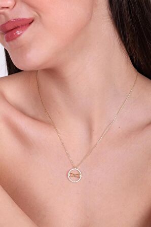 925 Ayar Sonsuzluk İşareti Süslemeli Halka Altın Kaplama Kolye