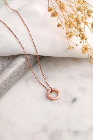 925 Ayar Gümüş Halka Kolye - Rose