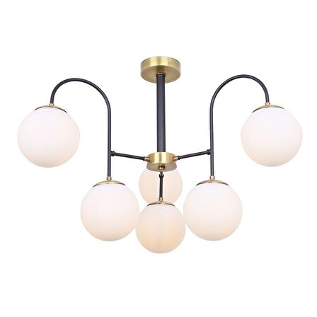 TT010-6 ESK TT Aydınlatma Eskitme Rengi Kaplama 6 lı Beyaz Camlı Lüks Avize
