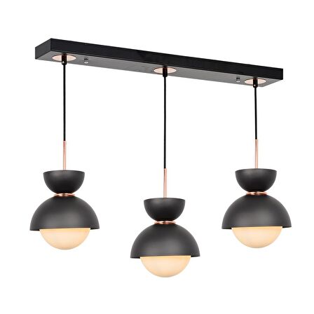 TT007-3S SY TT Aydınlatma Mat Siyah 3 lü Sıralı Lüks Avize