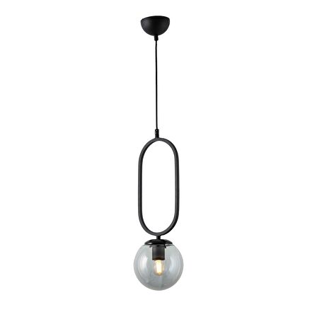 TT016-1 SY TT Aydınlatma Mat Siyah Füme Camlı Tekli Avize