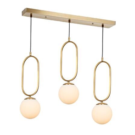 TT016-3S ESK TT Aydınlatma Eskitme Kaplama Beyaz Camlı 3 lü Sıralı Avize
