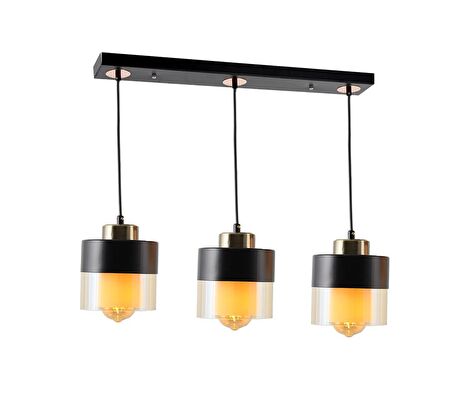 TT203-3S-SY TT Aydınlatma Siyah-Eskitme 3 lü Sıralı Avize