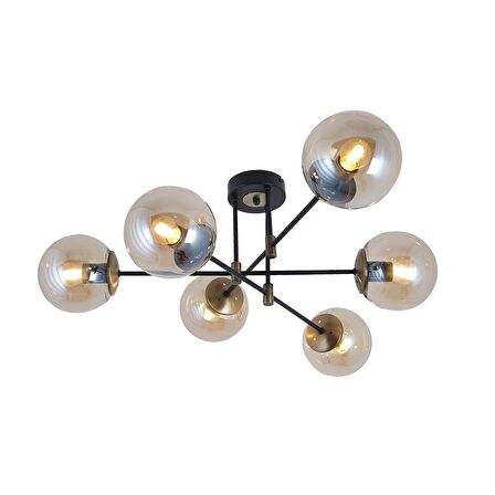 TT028-6 SY-ESK TT Aydınlatma Mat Siyah - Eskitme 6 lı Lüks Avize