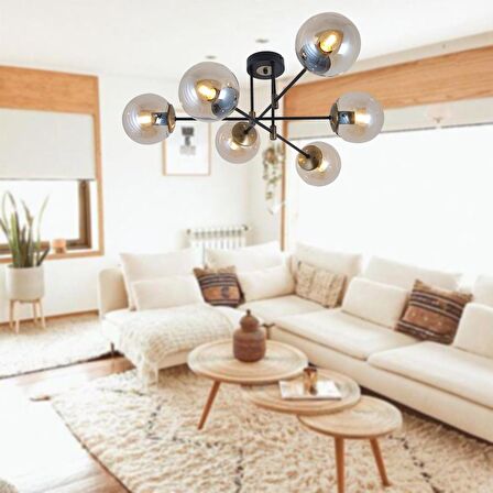 TT028-6 SY-ESK TT Aydınlatma Mat Siyah - Eskitme 6 lı Lüks Avize