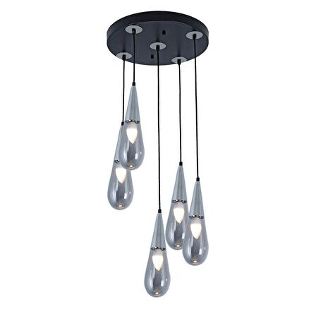 TT023-5Y-SY-KR TT Aydınlatma Krom 5 li Damla Modeli Avize