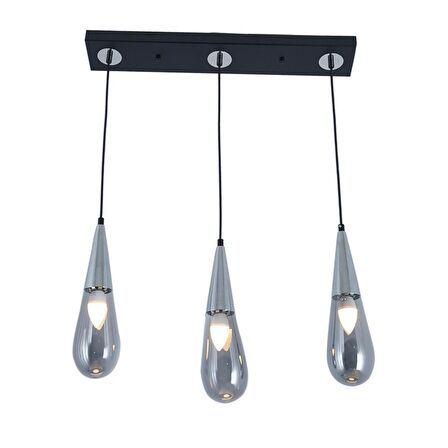 TT023-3S-SY-KR TT Aydınlatma Krom 3 lü Damla Modeli Sıralı Avize