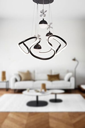 TT307-3TPL-SY TT Aydınlatma Helezon Modeli Mat Siyah 3 Toplu 3 Renk Modüllü Ledli Avize