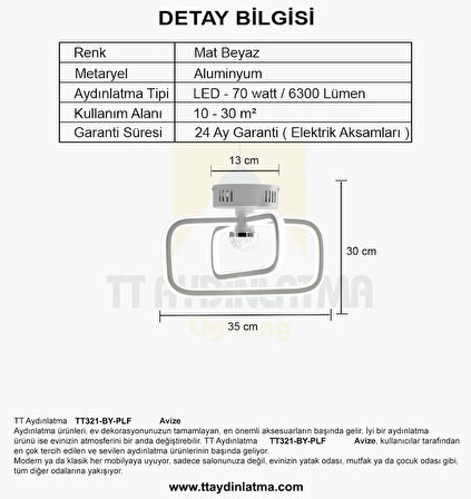 TT321-BY-PLF TT Aydınlatma Nazar Modeli Mat Beyaz Plofonyer 3 Renk Modüllü Ledli Avize