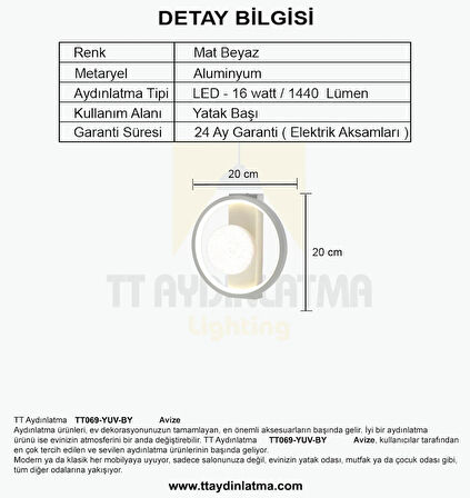 TT069-YUV-BY TT Aydınlatma Toplu Mat Beyaz 3 Renk Modüllü Ledli Aplik