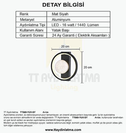 TT069-YUV-SY TT Aydınlatma Toplu Mat Siyah 3 Renk Modüllü Ledli Aplik