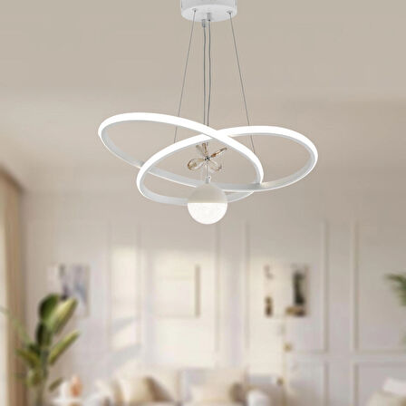 TT310-1TPL-BY TT Aydınlatma Trio Modeli Mat Beyaz Tek Toplu 3 Renk Modüllü Ledli Avize