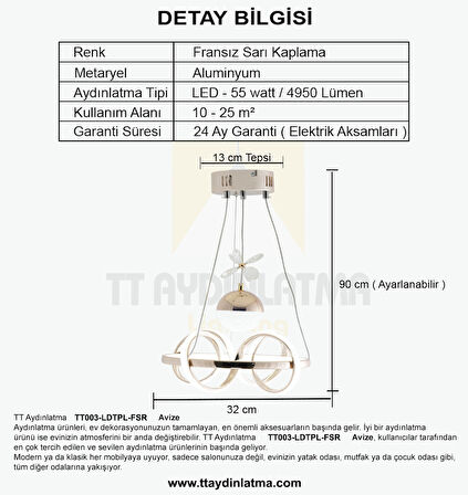 TT003-LDTPL-FSR TT Aydınlatma Sarmal Modeli Fransız Sarı Kaplama Ledli Toplu 3 Renk Modüllü Ledli Av