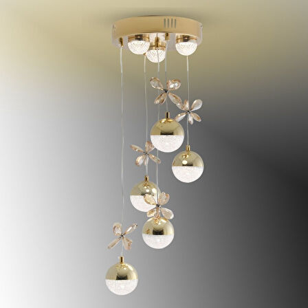 TT063-5-SPT-SR TT Aydınlatma Kelebek Toplu-Spotlu Sarı 5 li 3 Renk Modüllü Ledli Avize