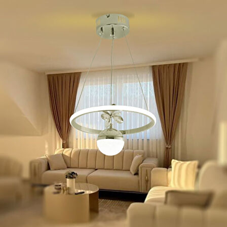 TT037-YUV-FSR TT Aydınlatma Halka Model Fransız Sarı Kaplama Tek Toplu Led Avize 